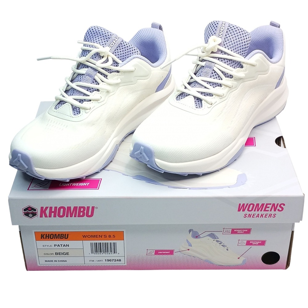 Khombu Patan Sneakers Women Size 8.5‎ Beige Purple Lightweight Mesh Memory Foam